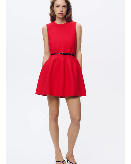 Vestido curto com cinto - Zara