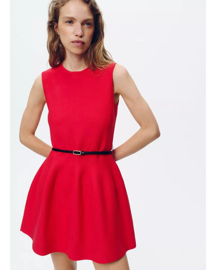 Vestido curto com cinto - Zara